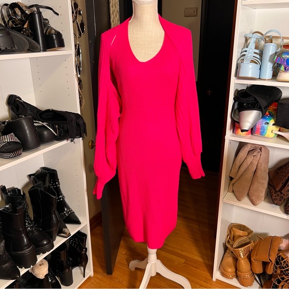 Perfect Cuddle Sweater Dress Set - Hot Pink - Sz 1X - Picture 4 of 6